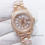 Perfect Replica Rolex Datejust 28/38mm Rose Gold Diamond Case President Diamond Band Couple Watch